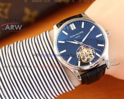 Perfect Replica Patek Philippe Blue Skeleton Dial Replica Watches 42mm 